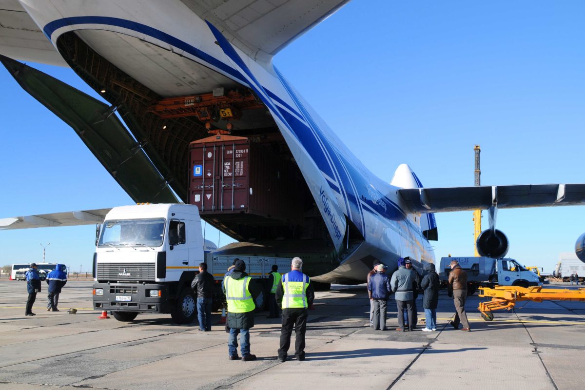 Antonov heavy transport plane being unloaded